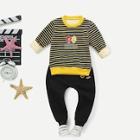 Shein Toddler Boys Embroidery Detail Striped Top With Pants
