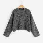 Shein Eyelet Detail Marled Crop Jumper