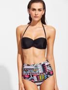 Shein Multicolor Printed Mix & Match High Waist Bikini Set