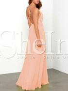Shein Pink Spaghetti Strap Backless Elegance Maxi Dress