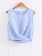 Shein Vertical Striped Lace Up Waist Tank Top