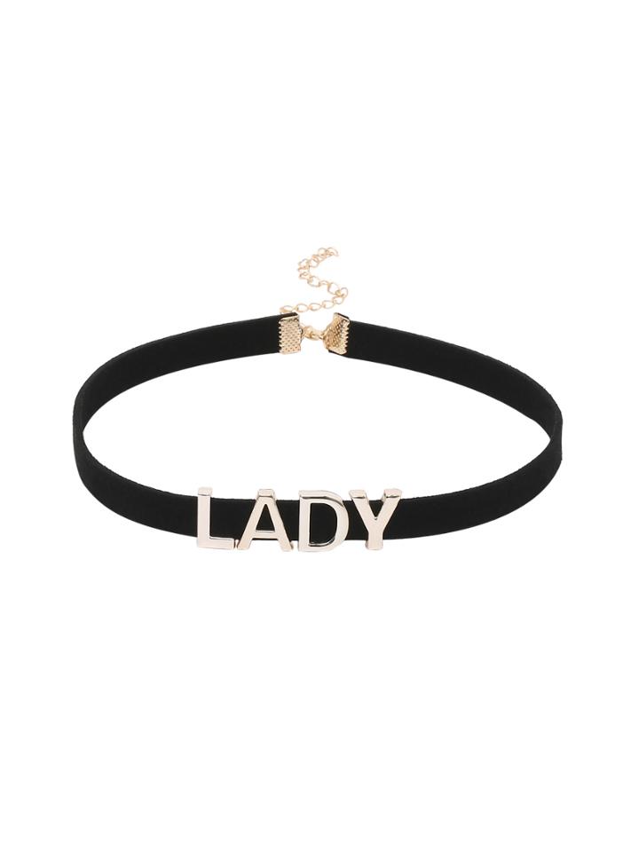 Shein Lady Letter Black Velvet Choker