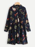 Shein Floral Print Smock Shirt Dress