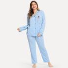 Shein Plus Bear Print Button Up Pajama Set