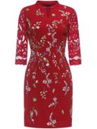 Shein Burgundy Collar Flowers Embroidered Sheath Dress
