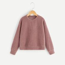 Shein Girls Drop Shoulder Solid Sweatshirt