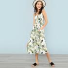 Shein Allover Pineapple Print Button Up Cami Dress