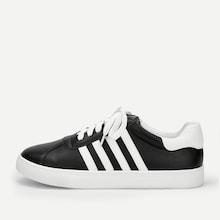Shein Striped Detail Lace-up Sneakers