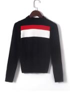 Shein Block Striped Slim Fit Sweater