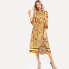 Shein Frilled Tie Neck Mixed Print Dress