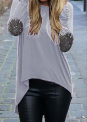 Rosewe High Low Hem Grey Long Sleeve T Shirt