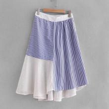 Shein Eyelet Embroidered Contrast Stripe Asymmetric Skirt