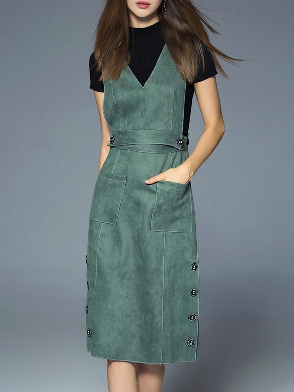 Shein Green Collar Sweater Two-piece Split Dress