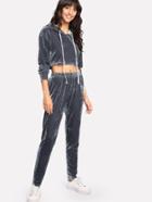 Shein Drawstring Hoodie Top And Pants