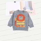 Shein Toddler Boys Fringe Detail Lion Pattern Sweater