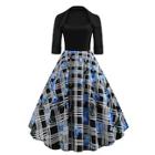 Shein 50s Plaid Floral Print Flare Dress