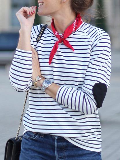 Shein Black White Stripe Heart T-shirt