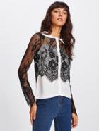 Shein Flower Lace Panel Blouse