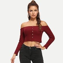 Shein Off The Shoulder Knit Crop Tee