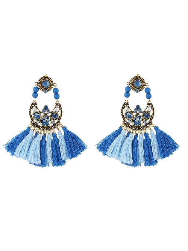 Shein Ethnic Boho Tassel Long Earrings