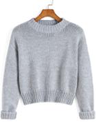 Shein Grey Round Neck Crop Knit Sweater