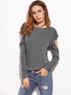 Shein Open Shoulder Ruffle T-shirt