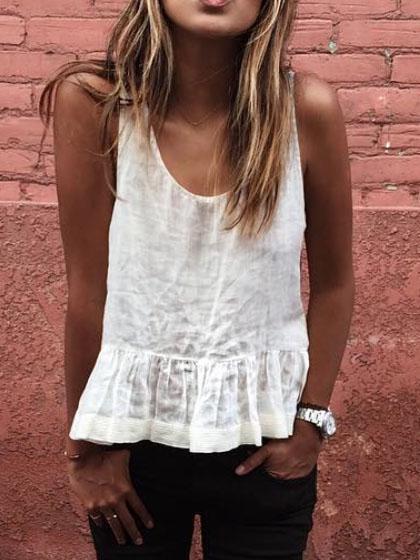 Shein Scoop Neck Peplum Crepe Tank Top