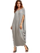 Shein Light Grey One Shoulder Dolman Sleeve Maxi Dress