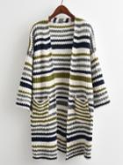 Shein Multi-striped Drop Shoulder Cardigan