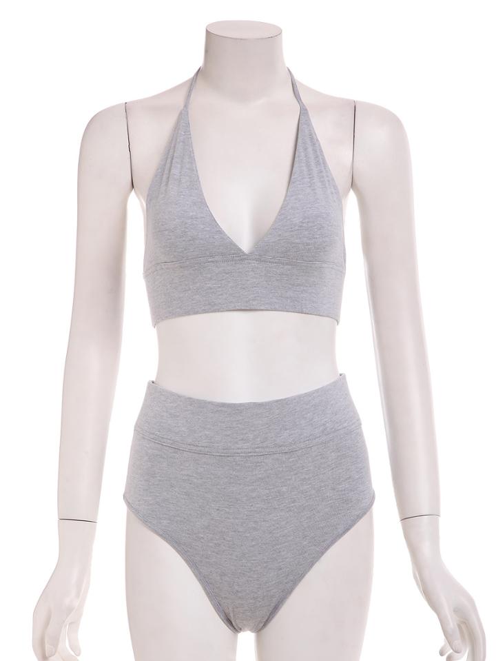 Shein Grey Halter Top With High Waist Shorts