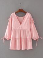 Shein Tie Detail V Back Blouse