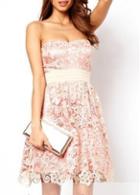 Rosewe Chic Off The Shoulder Apricot Lace Dress With Zip