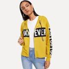 Shein Letter Print Hoodie Coat