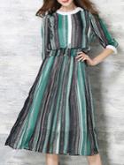 Shein Multicolor Elastic-waist A-line Dress