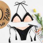 Shein Tassel Decorated Halter Bikini Set