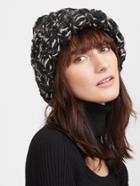 Shein Black And White Chunky Knit Beanie Hat