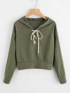 Shein Lace Up Raglan Sleeve Hoodie