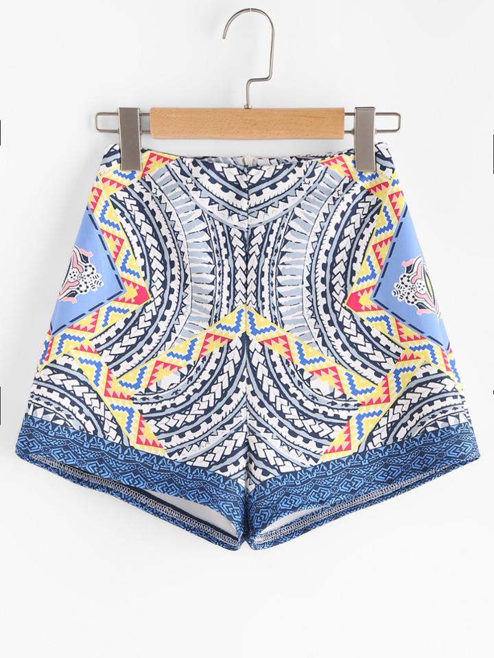 Shein Tribal Print Zipper Back Shorts