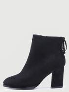 Shein Black Almond Toe Zipper Side Chunky Boots