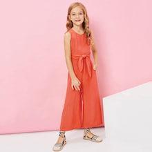Shein Girls Solid Sleeveless Wide Leg Jumpsuit