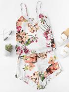 Shein Flower Print Cami Top & Shorts Pajama Set