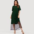Shein Embroidered Mesh Hem Panel Dress