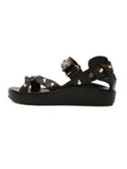 Shein Studded Straps Black Flatform Sandals