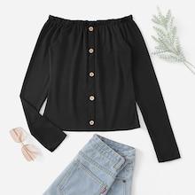 Shein Off The Shoulder Solid Tee