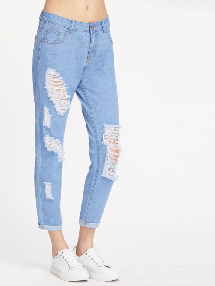 Shein Washed Distress Jeans
