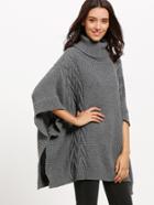 Shein Batwing Sleeve High Neck Sweater