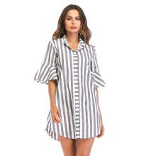 Shein Flounce Sleeve Stripe Shirt