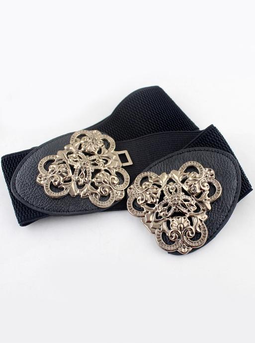Shein Black Elastic Metal Leather Belt