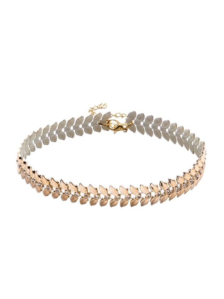 Shein Gold Rhinestone Embellished Garland Choker Necklace
