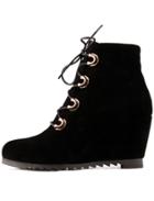 Shein Black Lace Up Wedges Boots